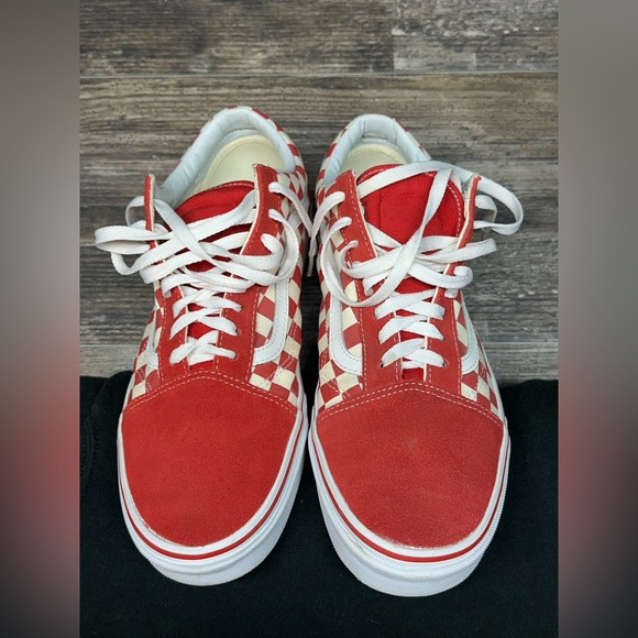 Vans Old Skool - Red Cream Checkerboard - Skate Shoes - Men’s 12 - GUC - Picture 5 of 8